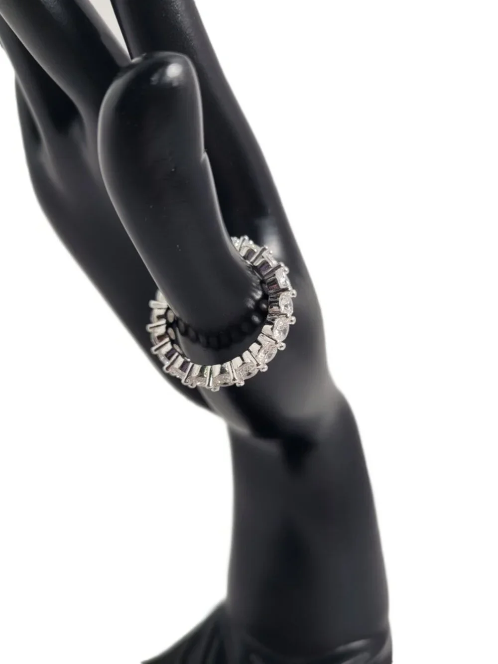Diamonique Silver Tone Ring Eternity Band Size 9.25